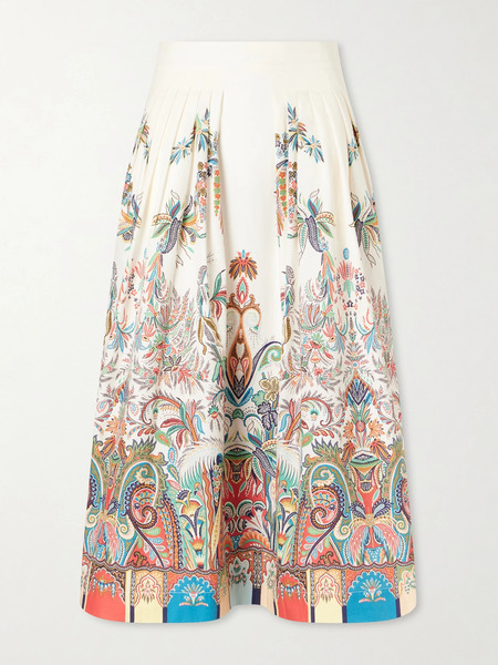  Etro Etro - Paisley-print Cotton-poplin Midi Skirt - White 