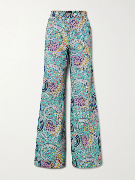  Etro Etro - Paisley-print High-rise Wide-leg Jeans - Light Blue 