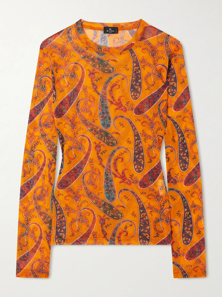  Etro Etro - Paisley-print Mesh Top - Orange 