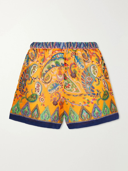  Etro Etro - Paisley-print Ramie Shorts - Orange 
