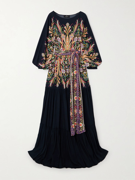  Etro Etro - Printed Crepe Maxi Dress - Black 