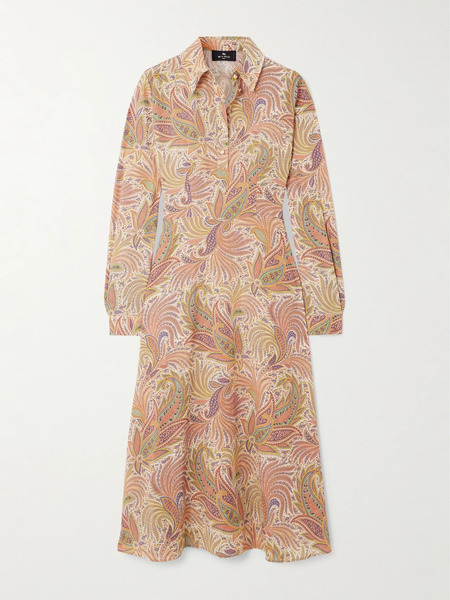  Etro Etro - Printed Stretch-crepe Midi Dress - Brown 