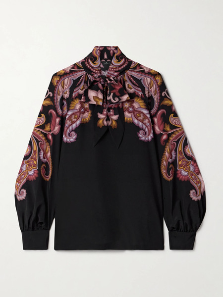  Etro Etro - Pussy-bow Paisley-print Silk Blouse - Black 