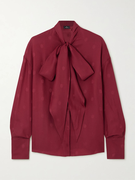 Etro Etro - Pussy-bow Silk-jacquard Blouse - Burgundy 