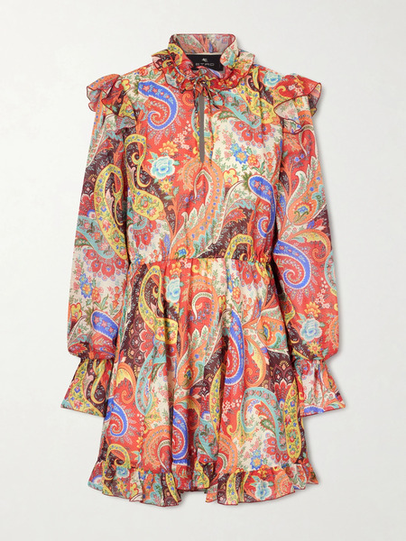  Etro Etro - Ruffled Paisley-print Chiffon Mini Dress - Multi 