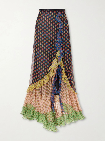  Etro Etro - Ruffled Tiered Floral-print Silk-chiffon Maxi Skirt - Multi 