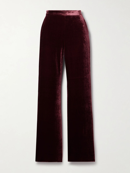  Etro Etro - Velvet Straight-leg Pants - Burgundy 
