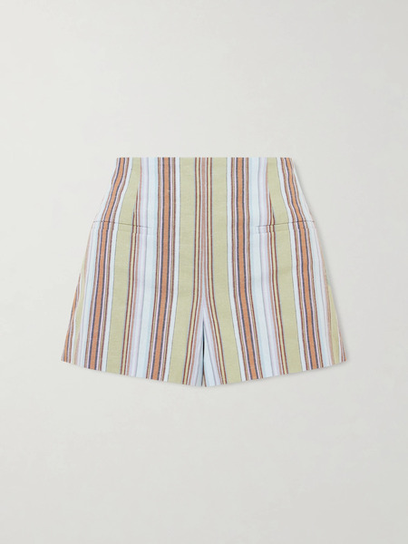  Faithfull Faithfull - Aurora Striped Cotton And Linen-blend Shorts - Blue 
