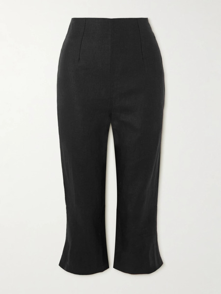  Faithfull Faithfull - Capri Cropped Linen Slim-leg Pants - Black 