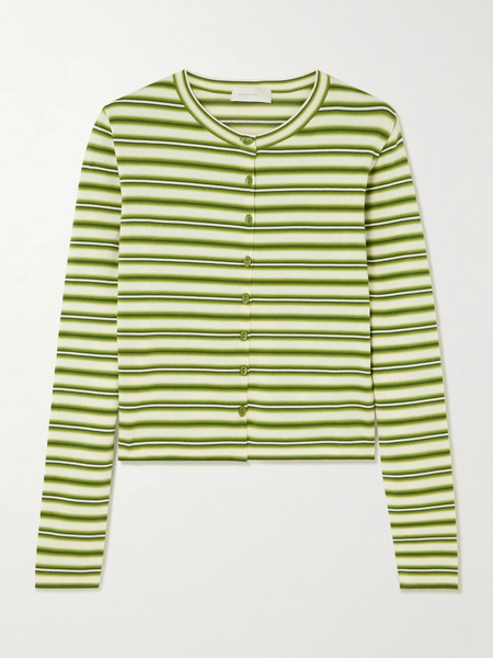  Faithfull Faithfull - Cinta Striped Cotton-blend Cardigan - Green 
