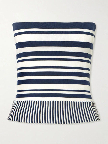  Faithfull Faithfull - Citara Strapless Striped Cotton-blend Top - Navy 