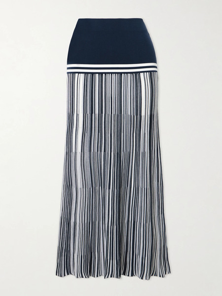  Faithfull Faithfull - Citara Striped Knitted Cotton-blend Maxi Skirt - Blue 