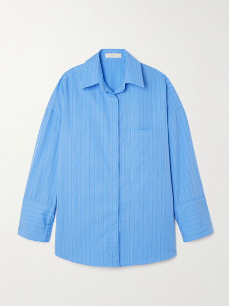 Faithfull Faithfull - Clemente Oversized Pinstriped Organic Cotton-poplin Shirt - Blue 