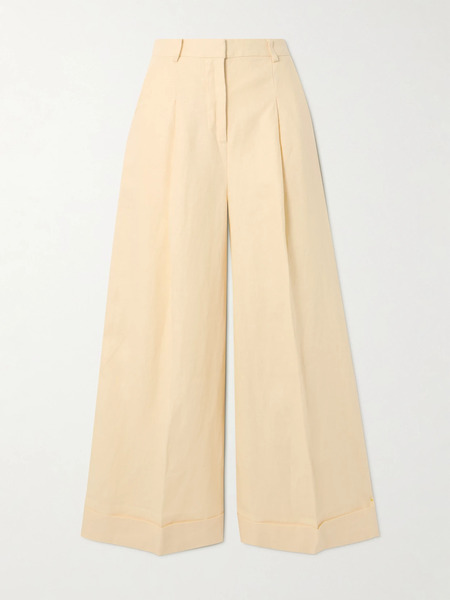  Faithfull Faithfull - Clove Pleated Linen Wide-leg Pants - Yellow 