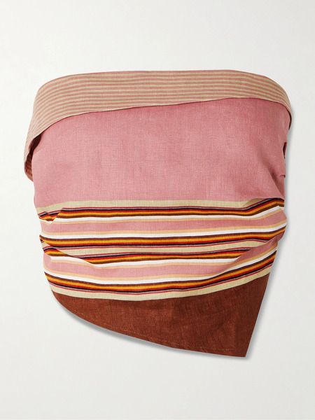  Faithfull Faithfull - Ebbe Shirred Striped Linen Bandeau Top - Multi 
