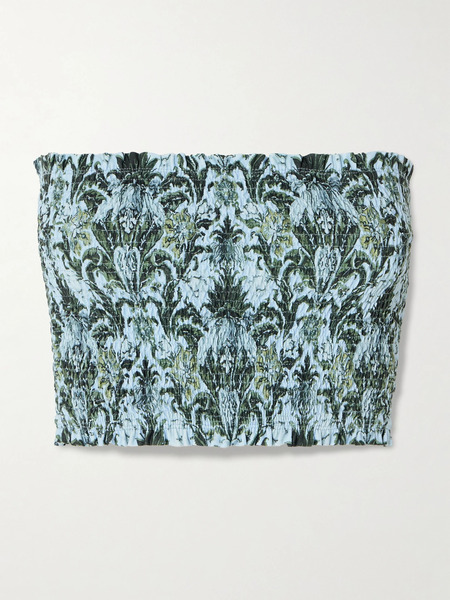  Faithfull Faithfull - Elisa Shirred Printed Recycled Bikini Top - Blue 