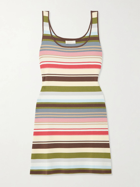  Faithfull Faithfull - Enya Striped Cotton-blend Mini Dress - Green 