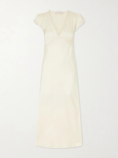  Faithfull Faithfull - Gala Lace-trimmed Recycled-satin Maxi Dress - Yellow 