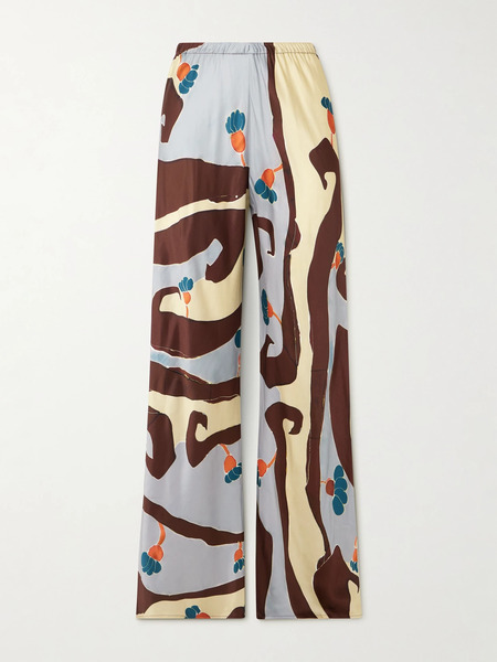  Faithfull Faithfull - Karys Printed Satin Wide-leg Pants - Chocolate 