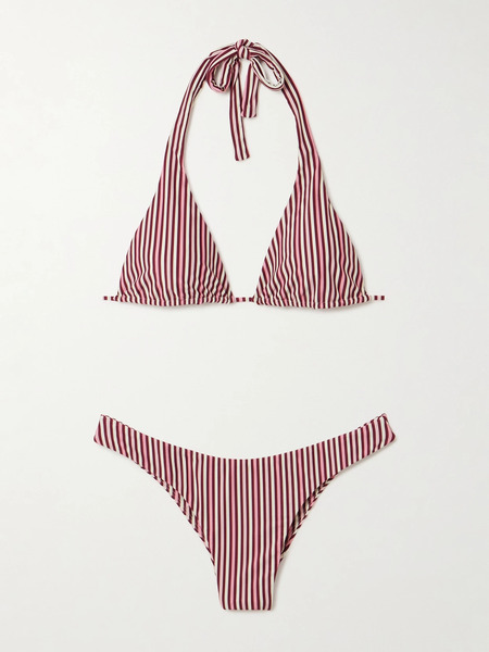  Faithfull Faithfull - Kassia + Bebe Striped Stretch-econyl® Triangle Bikini - Pink 
