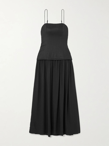 Faithfull Faithfull - Lenise Linen And Woven Maxi Dress - Black 