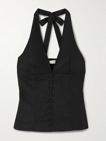  Faithfull Faithfull - Marie Linen Halterneck Top - Black 