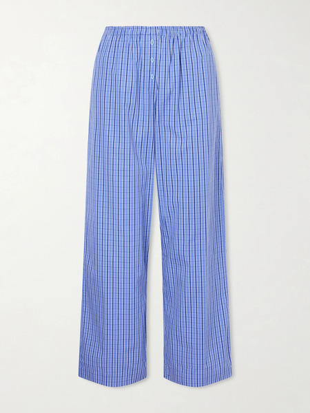  Faithfull Faithfull - Paloma Checked Cotton-poplin Straight-leg Pants - Blue 