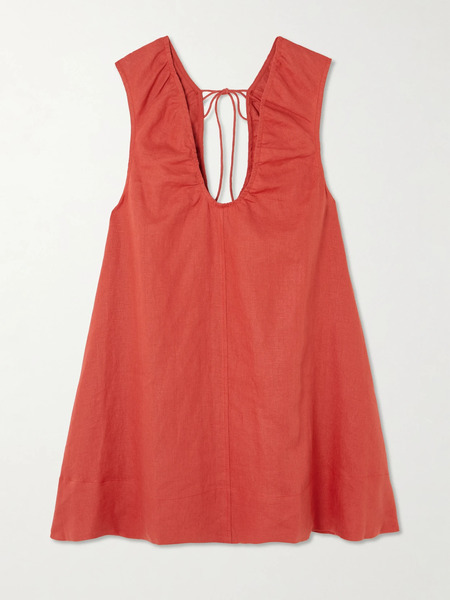  Faithfull Faithfull - Perla Tie-detailed Linen Mini Dress - Red 