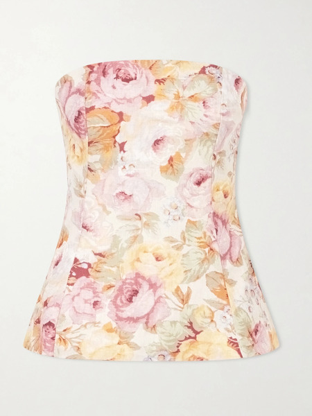  Faithfull Faithfull - Petro Strapless Floral-print Linen Top - Multi 