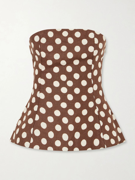  Faithfull Faithfull - Petro Strapless Polka-dot Linen Top - Brown 