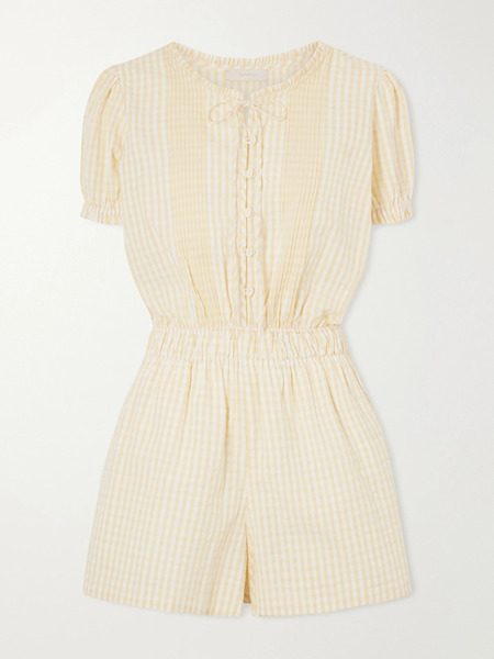  Faithfull Faithfull - Roma Ruffled Checked Cotton Playsuit - Yellow 