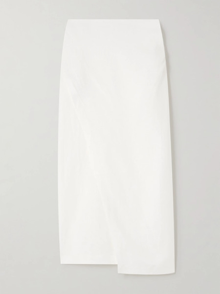  Faithfull Faithfull - Suis Wrap-effect Linen Midi Skirt - White 