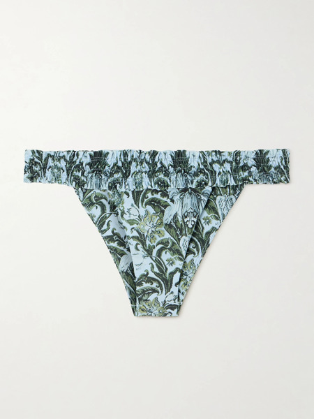  Faithfull Faithfull - Tavira Shirred Printed Recycled Bikini Briefs - Blue 
