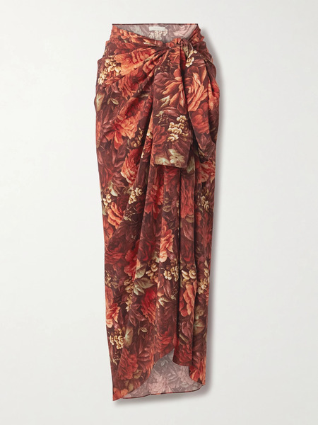  Faithfull Faithfull - Tayga Floral-print Silk-crepe Pareo - Red 