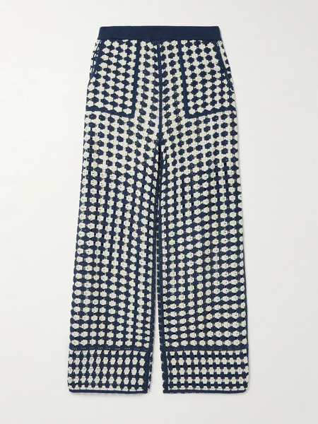  Farm Rio Farm Rio - Crocheted Cotton-blend Wide-leg Pants - Blue 
