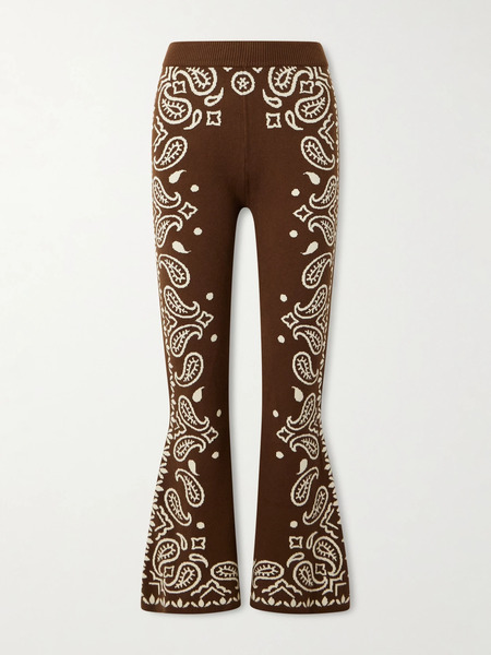  Farm Rio Farm Rio - Jacquard-knit Flared Pants - Brown 
