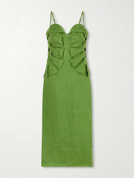  Farm Rio Farm Rio - Monstera Leaf Linen Midi Dress - Green 