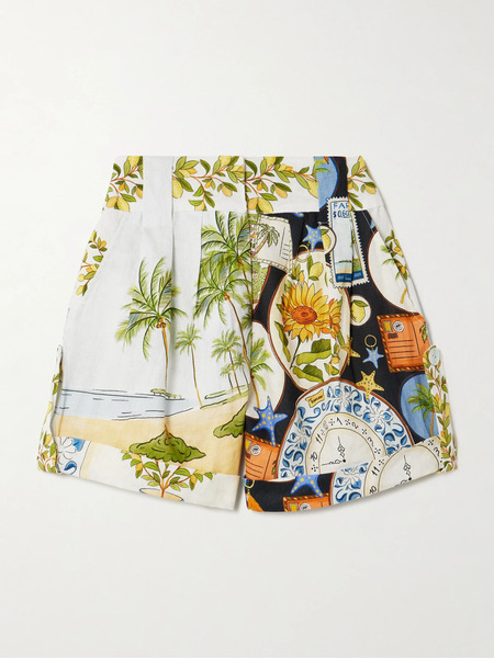  Farm Rio Farm Rio - Printed Linen Shorts - Light Blue 