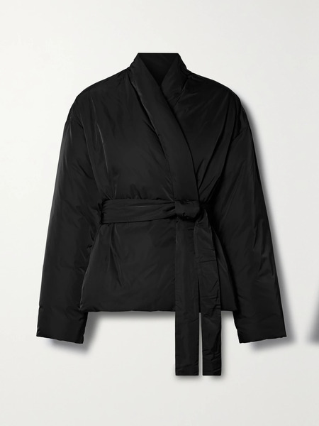  Ferragamo Ferragamo - Belted Twill Down Wrap Jacket - Black 