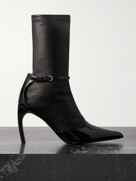  Ferragamo Ferragamo - Britt Smooth And Patent-leather Ankle Boots - Black 