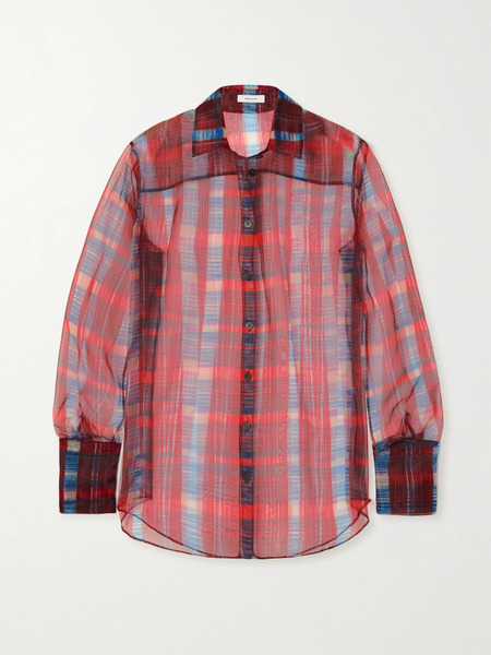  Ferragamo Ferragamo - Checked Chiffon Shirt - Red 