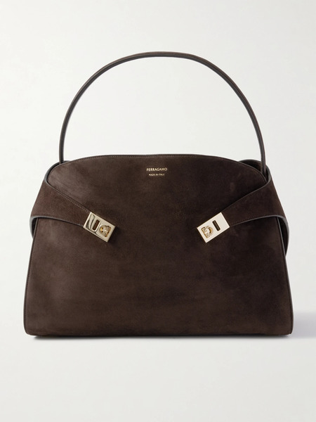  Ferragamo Ferragamo - Hug Medium Suede Tote - Brown 