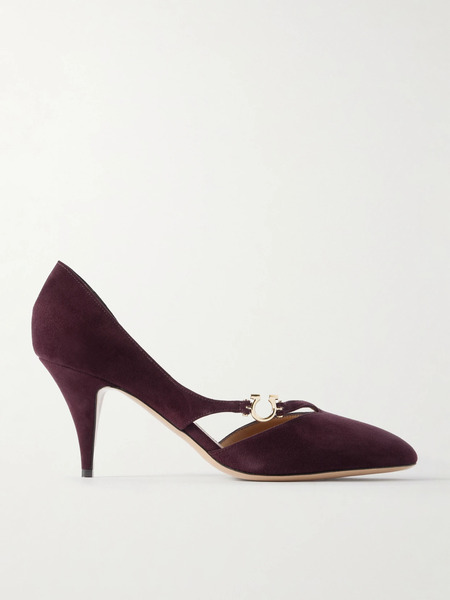  Ferragamo Ferragamo - Moreen 70 Suede Pumps - Burgundy 