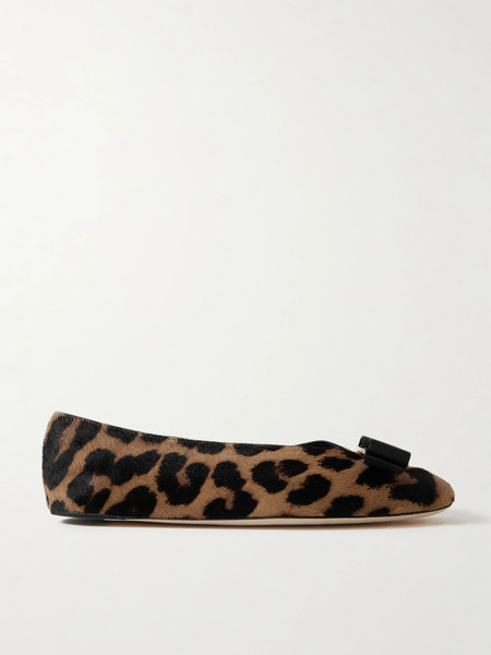  Ferragamo Ferragamo - Vanna Leopard-print Calf Hair Ballet Flats - Leopard Print 