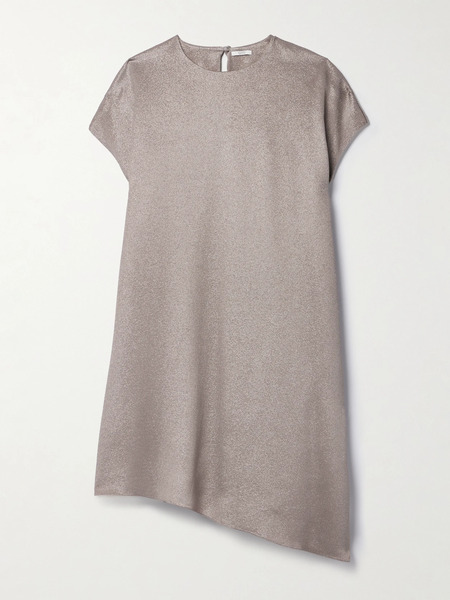  Fforme Fforme - Angee Asymmetric Metallic Cloqué Mimi Dress - Mushroom 