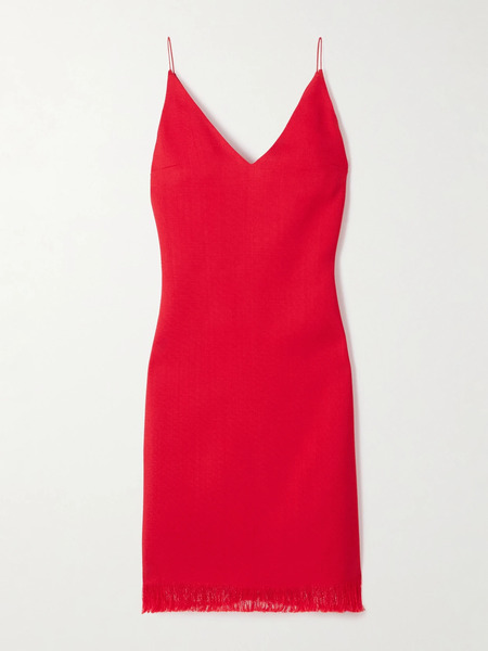  Fforme Fforme - Bella Fringed Woven Mini Dress - Tomato Red 