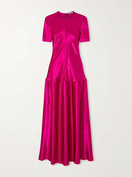  Fforme Fforme - Clodia Pleated Textured-satin Maxi Dress - Fuchsia 