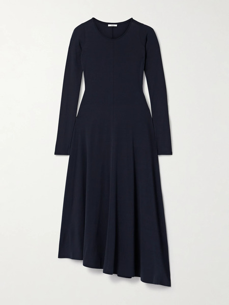  Fforme Fforme - Jo Asymmetric Stretch-silk Jersey Midi Dress - Navy 