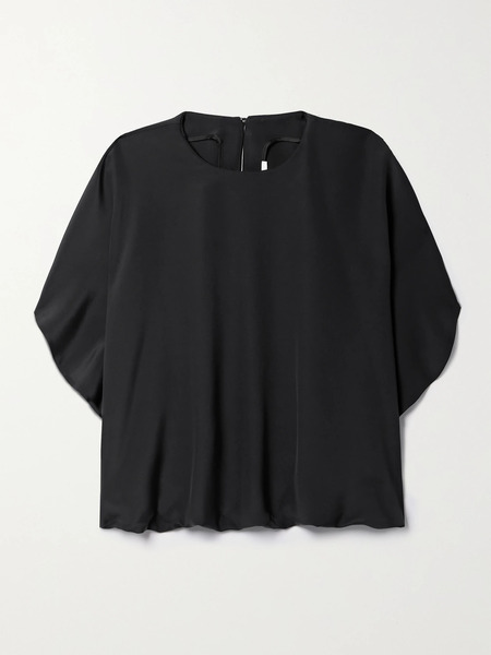  Fforme Fforme - Kaia Draped Cape-effect Silk-crepe Top - Black 