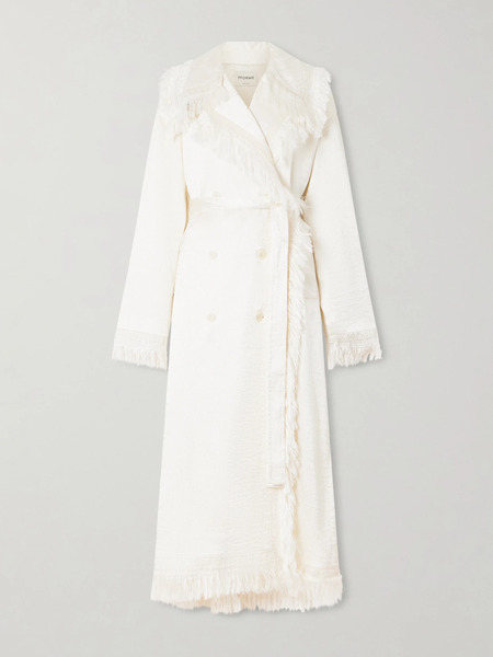  Fforme Fforme - Lise Tie-detailed Fringed Silk-blend Trench Coat - Cream 